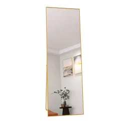 Miroir Pleine Longueur 150x40 Cm,miroir Sur Pied à Cadre Unique,grand Miroir Mural Avec Crochet,doré