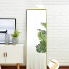 Miroir pleine longueur 150x40 cm, sur pied ou mural, cadre aluminium doré, grand miroir rectangulaire pour salon ou chambre