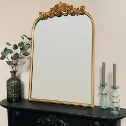 Miroir rectangulaire style vintage effet brillant doré L.60 x H.90 x ep.10 cm