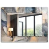 Miroir Rectangulaire Tulup 80x60 cm Art Abstrait Bleu Miroir Élégant Pour Dressing Pose Horizontale Ou Verticale