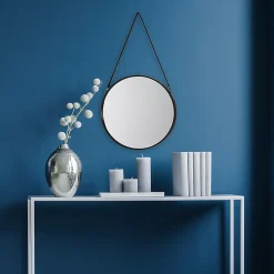 Miroir rond à lanière Ø50 x ep.3 cm noir