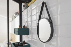 Miroir rond à lanière Ø50 x ep.3 cm noir