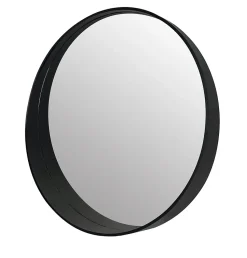 Miroir rond aspect bois noir Ø80cm Ariane
