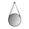 Miroir rond avec attache en cuir synthétique noir 49 x 3 x 68
