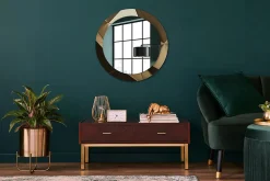 Miroir Rond Cadre Verre Imprimé Wallfluent fi70 cm Abstraction Moderne Fonctionnel Modèle Tendance Design Glamour