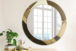 Miroir Rond Cadre Verre Imprimé Wallfluent fi70 cm Abstraction Moderne Fonctionnel Modèle Tendance Design Glamour
