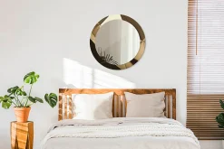 Miroir Rond Cadre Verre Imprimé Wallfluent fi70 cm Abstraction Moderne Fonctionnel Modèle Tendance Design Glamour