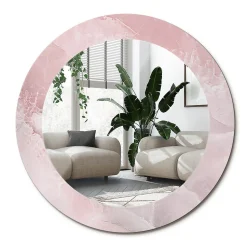 Miroir Rond Cadre Verre Trempé Motif Wallfluent fi100 cm Pierre Rose Effet AXXLissant Style Moderne