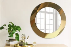 Miroir Rond Cadre Verre Trempé Motif Wallfluent fi50 cm Motif Géométrique Effet Agrandissant Style Moderne