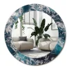 Miroir Rond Cadre Verre Trempé Motif Wallfluent fi60 cm Mer Agitée Effet Agrandissant Style Moderne