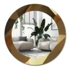 Miroir Rond Cadre Verre Trempé Motif Wallfluent fi60 cm Motif Géométrique Effet Agrandissant Style Moderne