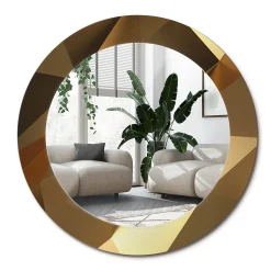 Miroir Rond Cadre Verre Trempé Motif Wallfluent fi60 cm Motif Géométrique Effet Agrandissant Style Moderne