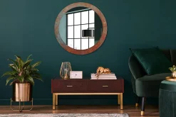 Miroir Rond Décoratif Cadre Imprimé Wallfluent fi80 cm Métal Rouillé Tendance Intemporelle Chambre Salon