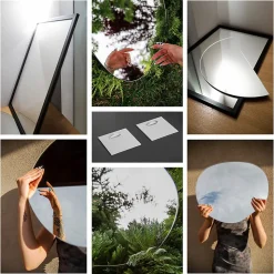 Miroir Rond Décoratif Cadre Imprimé Wallfluent fi80 cm Métal Rouillé Tendance Intemporelle Chambre Salon