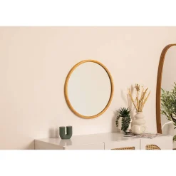 Miroir rond en bois - Diam 55 cm - Marron