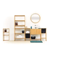 Miroir rond en bois - Diam 55 cm - Marron