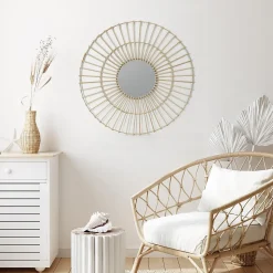 Miroir Rond en rotin - Diam 75 cm
