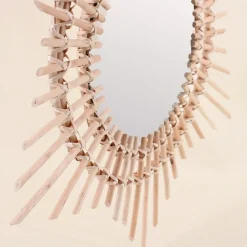 Miroir rond en rotin 58cm, Mallaury