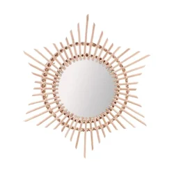 Miroir rond en rotin 58cm, Mallaury