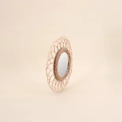 Miroir rond en rotin 30cm, Mahé