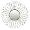 Miroir rond fleur métal doré Ø 50 cm