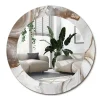 Miroir Rond Grand Cadre Imprimé Wallfluent fi90 cm Marbre Clair Tendance Intemporelle Chambre Salon