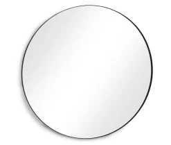 Miroir rond simple diamètre 120 cadre métal noir structure métal