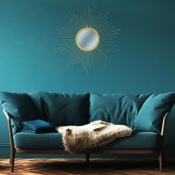Miroir soleil en métal doré 66 cm
