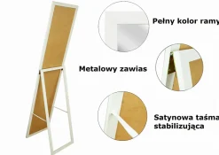 Miroir sur pied BD art pour dressing style scandinave 155x35,8 cm blanc 1 pc