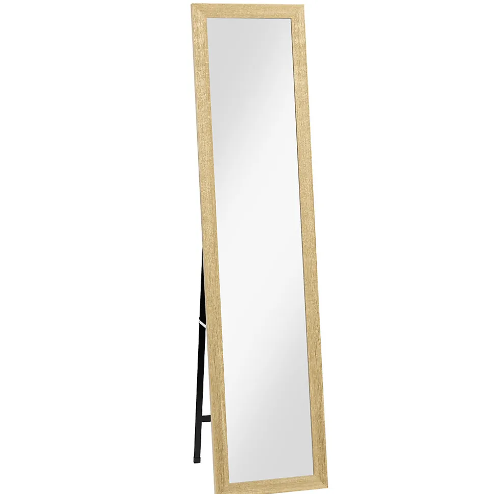 Miroir sur pied et mural rectangulaire dim. 37L x 40l x 157H cm piètement métal noir aspect chêne clair