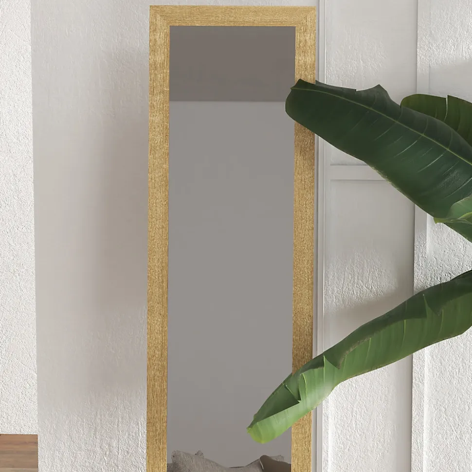 Miroir sur pied et mural rectangulaire dim. 37L x 40l x 157H cm piètement métal noir aspect chêne clair