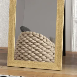 Miroir sur pied et mural rectangulaire dim. 37L x 40l x 157H cm piètement métal noir aspect chêne clair