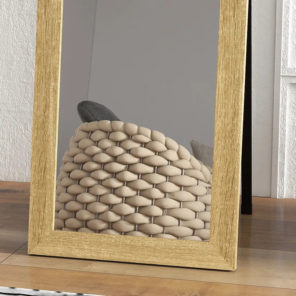 Miroir sur pied et mural rectangulaire dim. 37L x 40l x 157H cm piètement métal noir aspect chêne clair