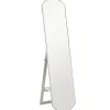 Miroir sur pied ou mural 150 cm avec étagère de rangement, grand miroir arqué pour chambre, entrée ou couloir, blanc