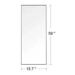 Miroir sur Pied 150x40 cm, Cadre Aluminium Noir, Miroir Mural Moderne à Poser ou Suspendre