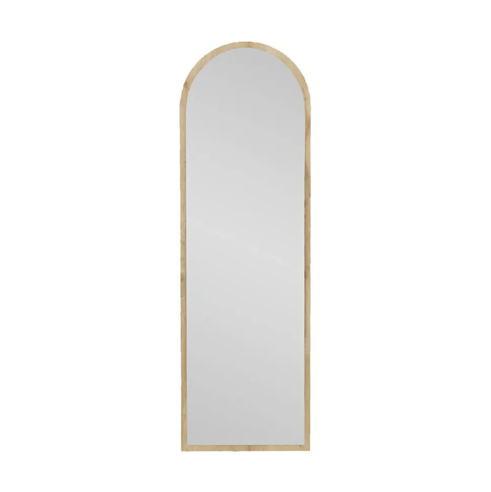 Miroir Zaniah, Verre miroité, Objet d'ameublement mural, Décoration avec miroir, 50x2h160 cm, Chêne
