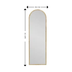 Miroir Zaniah, Verre miroité, Objet d'ameublement mural, Décoration avec miroir, 50x2h160 cm, Chêne