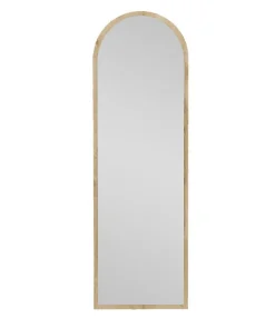 Miroir Zaniah, Verre miroité, Objet d'ameublement mural, Décoration avec miroir, 50x2h160 cm, Chêne