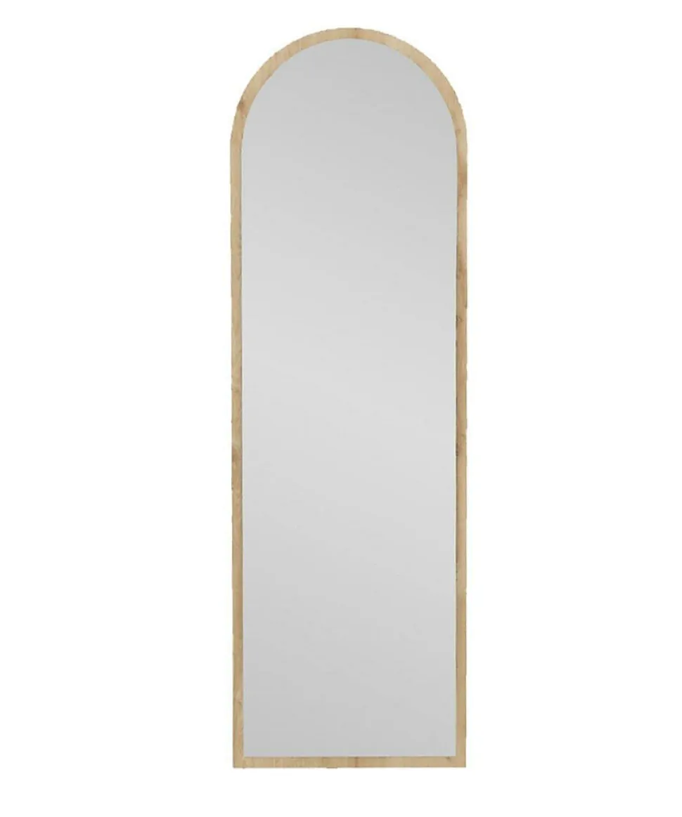 Miroir Zaniah, Verre miroité, Objet d'ameublement mural, Décoration avec miroir, 50x2h160 cm, Chêne
