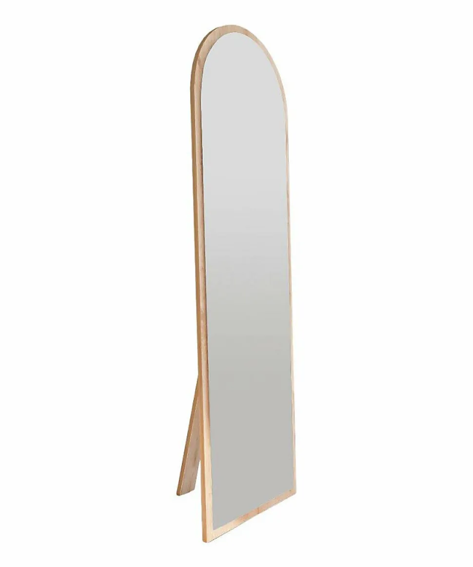 Miroir Zaniah, Verre miroité, Objet d'ameublement mural, Décoration avec miroir, 50x2h160 cm, Chêne