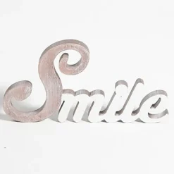 Mot décoratif beige "Smile" l.35 x H.20 cm