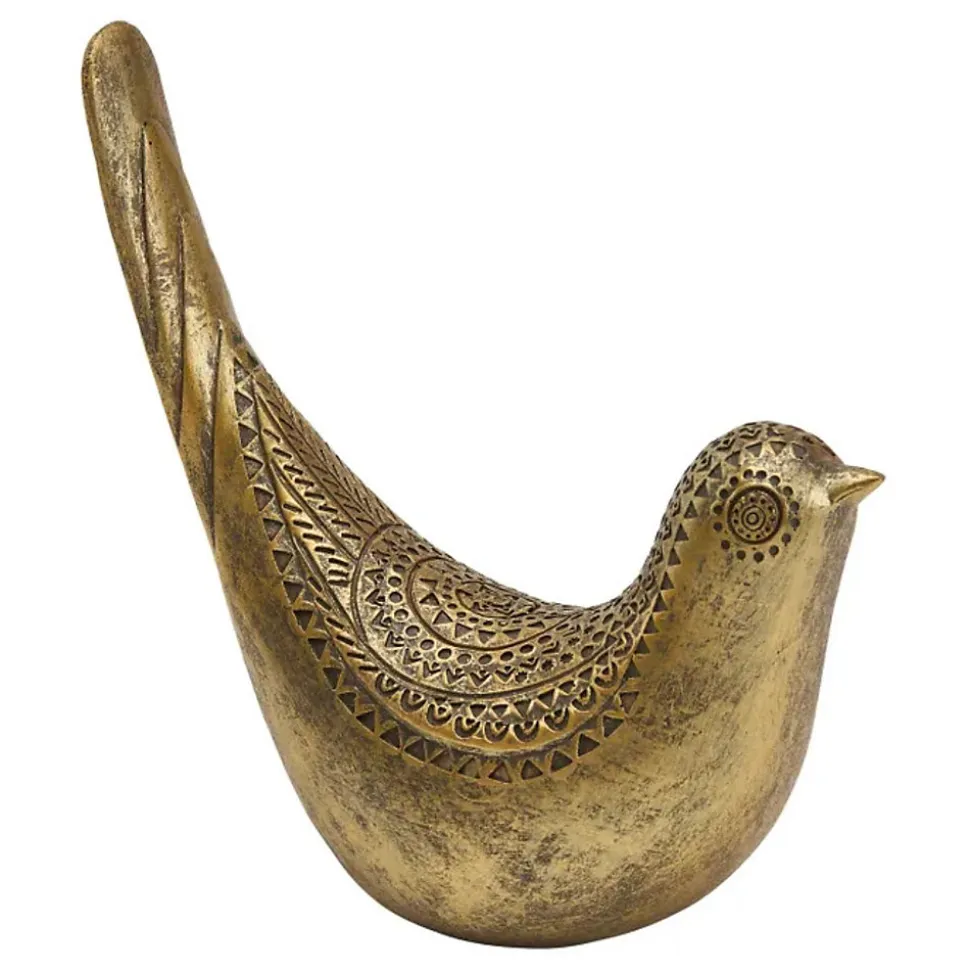 Objet déco statuette oiseau résine doré H.17cm Atmosphera Créateur D'Intérieur