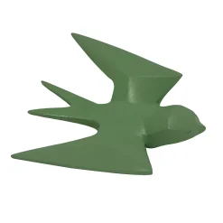 Oiseau fixation murale en résine origami vert H.13cm Ornami