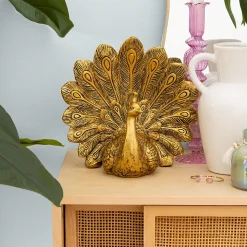 Oiseau Wild Romance H.27cm résine doré - Atmosphera