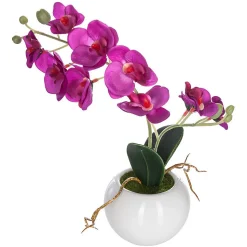 Orchidée artificielle - pot en céramique - H25 cm - Blanc- Atmosphera