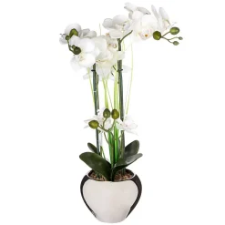 Orchidée artificielle - vase argent en céramique - H53 cm - Atmosphera