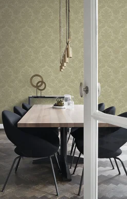 Origin Wallcoverings papier peint ornement kaki - 53 cm x 10.05 m - 347035