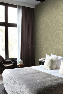 Origin Wallcoverings papier peint ornement kaki - 53 cm x 10.05 m - 347035