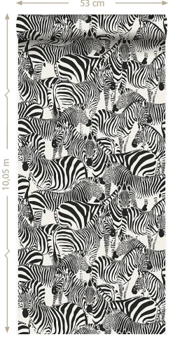 Origin Wallcoverings papier peint zèbres noir et blanc - 53 cm x 10.05 m - 347453