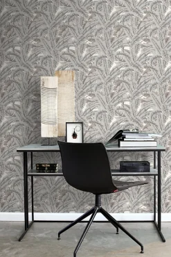 Origin Wallcoverings papier peint feuilles de palmier gris argileux - 53 cm x 10.05 m - 347439
